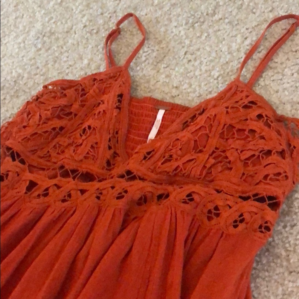 Free people long orange sun dress